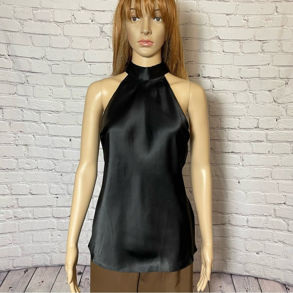 NWT New $398 FRAME Silk Draped Neck-Tie Halter Black Top Size M  | eBay | eBay US