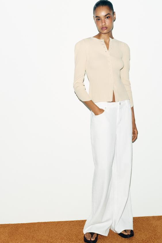 CARDIGAN WITH PUFF SLEEVES | Zara US