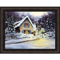 Woodland Warmth By Michael Capser 22x28 Winter Scene Snow Holiday Framed Art Picture Home Cabin Decor | Etsy (US)