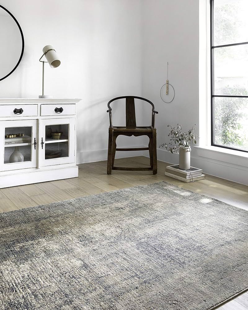 Loloi II Teagan Collection TEA-05 Denim / Slate 7'-11" x 10'-6", .25" Thick, Area Rug, Soft, Dura... | Amazon (US)