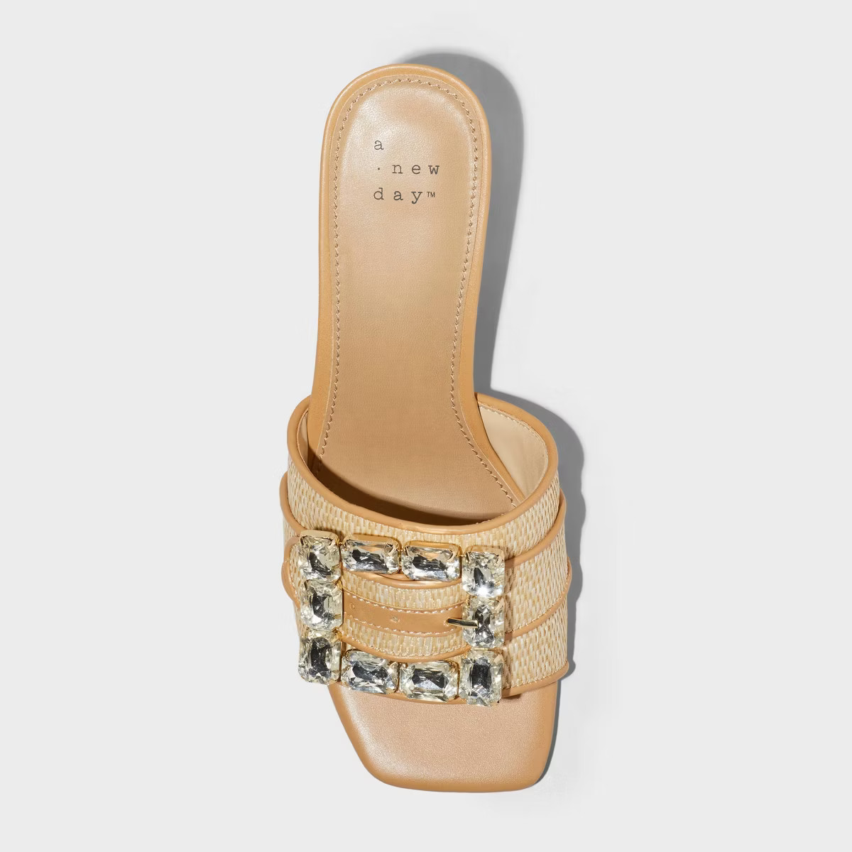 Women's Kathleen Raffia Buckle Block Heels - A New Day™ Beige | Target