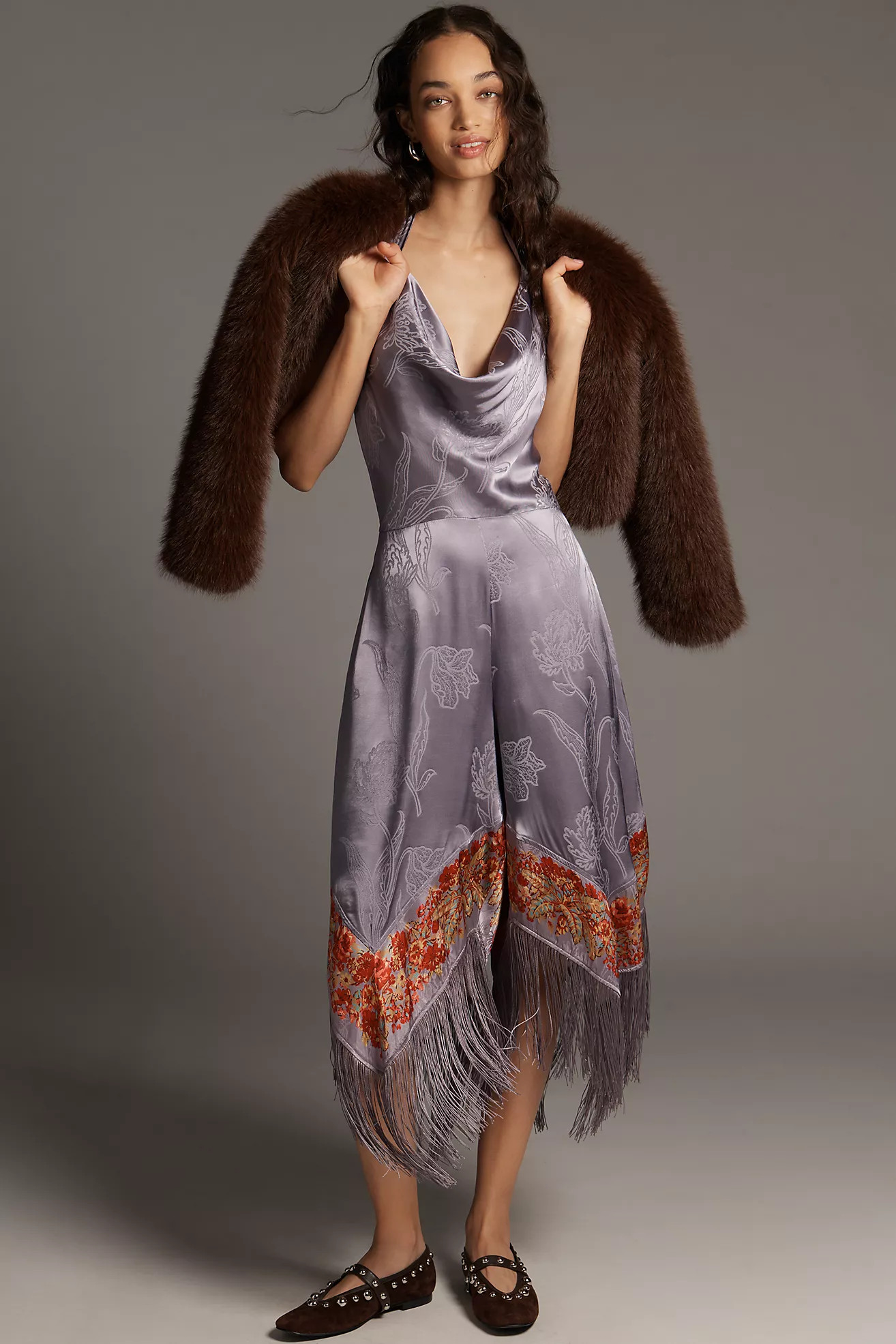 By Anthropologie Fringe Cowl-Neck Jumpsuit | Anthropologie (US)