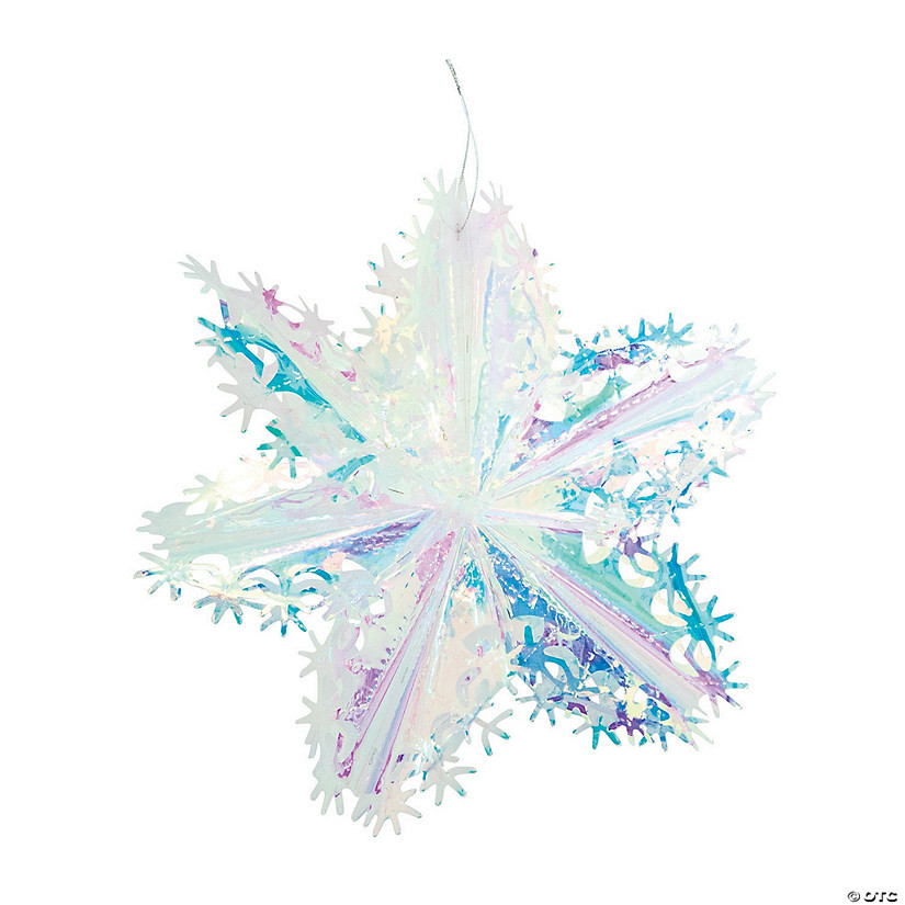 16" Iridescent Snowflake Star Ceiling Decorations - 3 Pc. | Oriental Trading Company