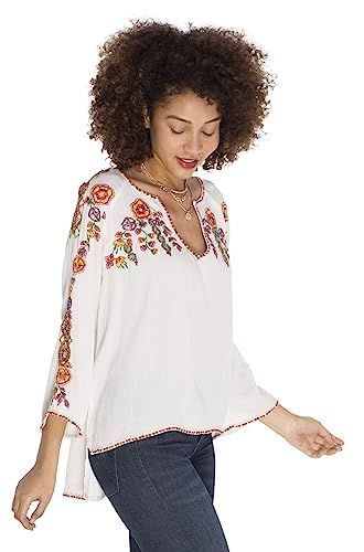 SOIZZI Boho Sequines Embroidered Women Tops Blouse with 3/4 Sleeve Boho Embroidered Blouse | Amazon (US)