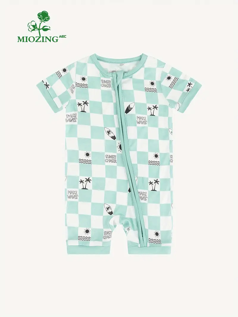 Bamboo Fiber Bodysuit - Soft, Breathable, and Stylish Short Sleeve Onesie with Adorable Checkerbo... | Temu Affiliate Program