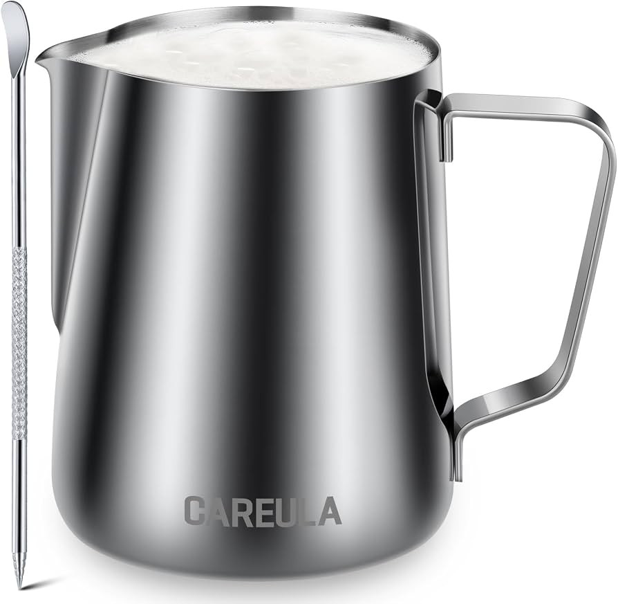 Milk Frothing Pitcher, 12oz Stainless Steel Milk Frother Cup Steaming Pitcher, Coffee Bar Cappucc... | Amazon (US)