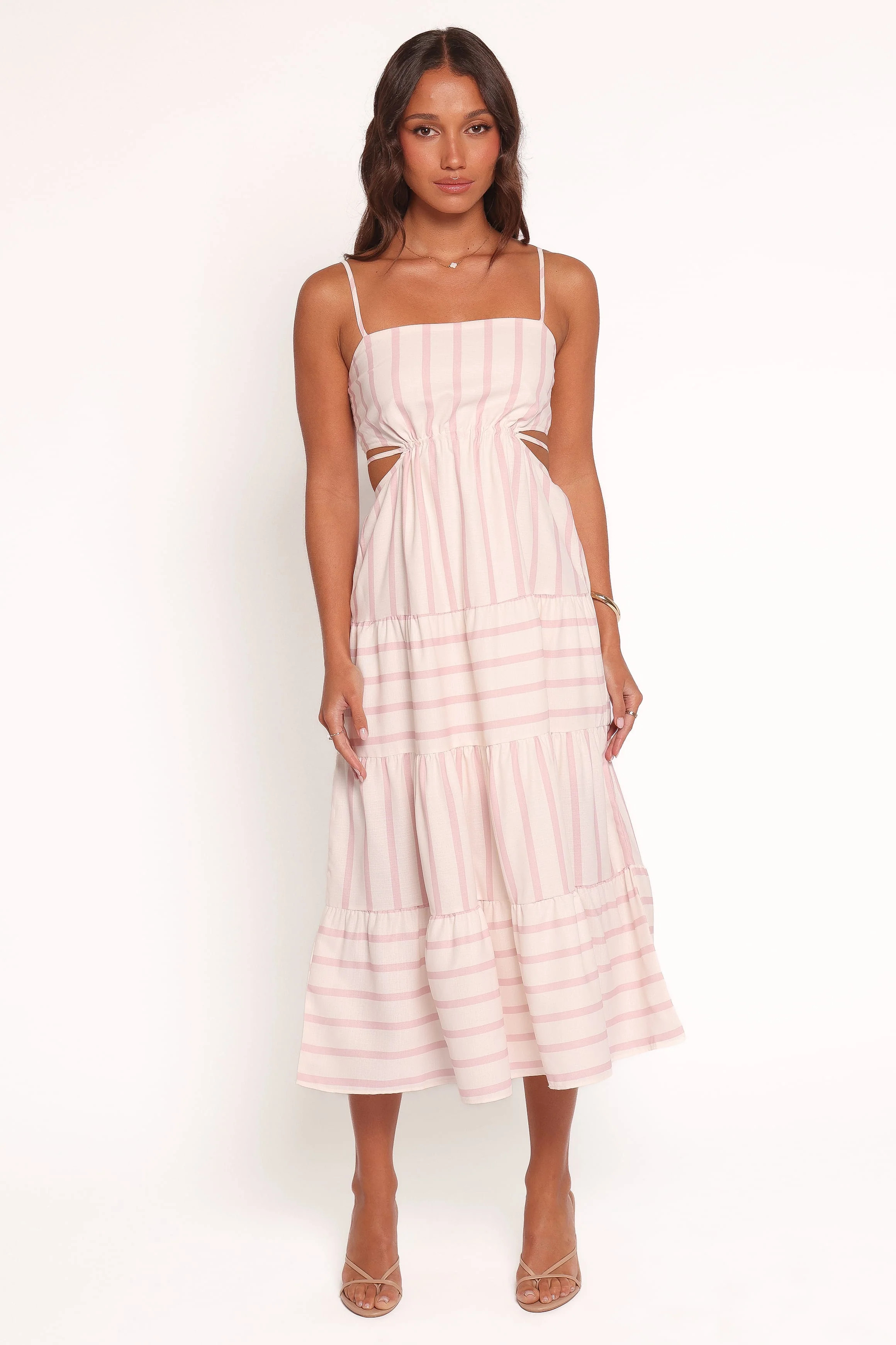 Evelin Midi Dress - Pink Stripe | Petal & Pup (US)