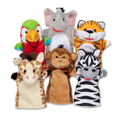 Melissa & Doug Safari Buddies Hand Puppets, Set of 6 (Elephant, Tiger, Parrot, Giraffe, Monkey, Z... | Target