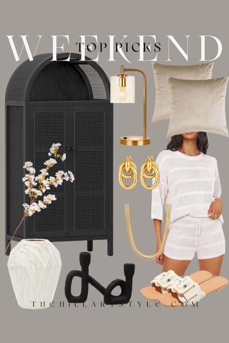 My Weekend Top Picks: Arch Cabinet, Resort Wear, Velvet Throw Pillows, Modern Candleholder, Vase, Floralsz

#LTKhome #LTKstyletip #LTKSeasonal