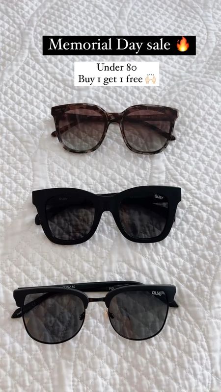 Memorial Day sale 
Sunnies that are under 80 and so beautiful and light 
Amazing quality 
These are my 3 favorite pairs 

#LTKsalealert #LTKGiftGuide #LTKunder100