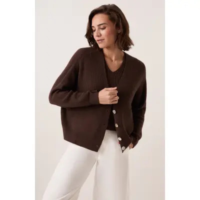 Celtic & Co. Slouchy Ribbed V-Neck Cardigan in Black at Nordstrom, Size Medium | Nordstrom