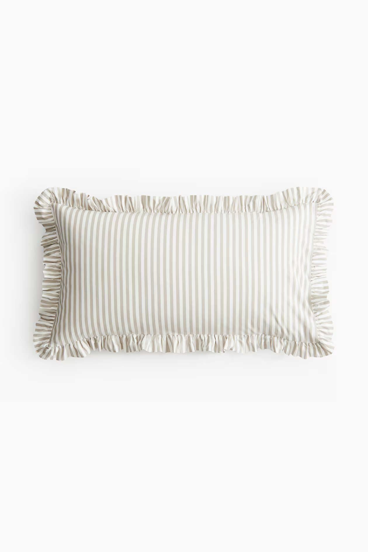 Frill-trimmed cotton cushion cover - Light taupe - Home All | H&M US | H&M (US + CA)