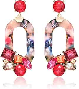 Amazon.com: BSJELL Resin Acetate Dangle Earrings Large Statement Acrylic Textured Mottled Earring... | Amazon (US)