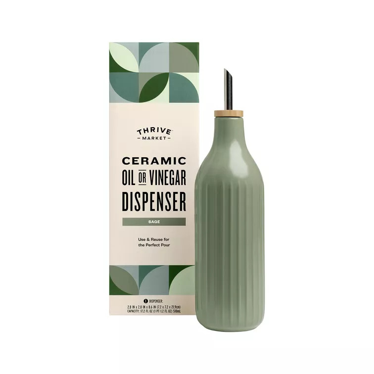 Thrive Market, Ceramic Oil or Vinegar Dispenser, Sage | Thrive Market