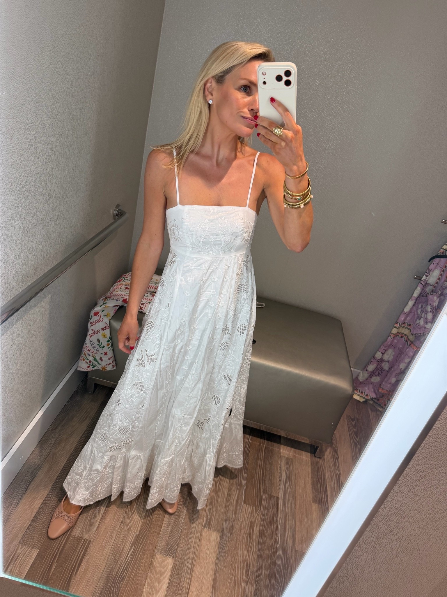 Aqua designed by agua bendita Bloomingdales collaboration 
White dress with beautiful embroidery 

#LTKTravel #LTKgrwm #LTKootd

#LTKgrwm