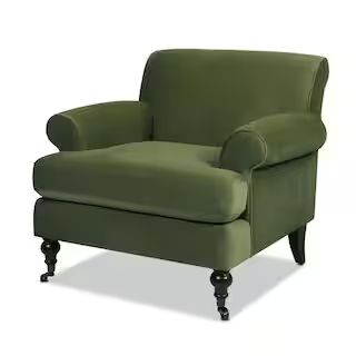 Jennifer Taylor Alana 38 in., Olive Green Performance Velvet Lawson Accent Arm Chair 63360-1-V036... | The Home Depot