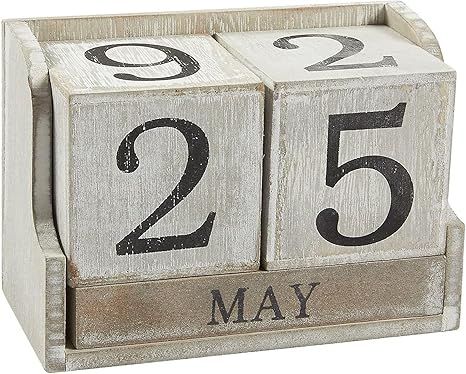Wooden Block Calendar for Desk, Office, Teacher, Rustic Farmhouse Decor, Date and Month (5 x 4 in... | Amazon (US)