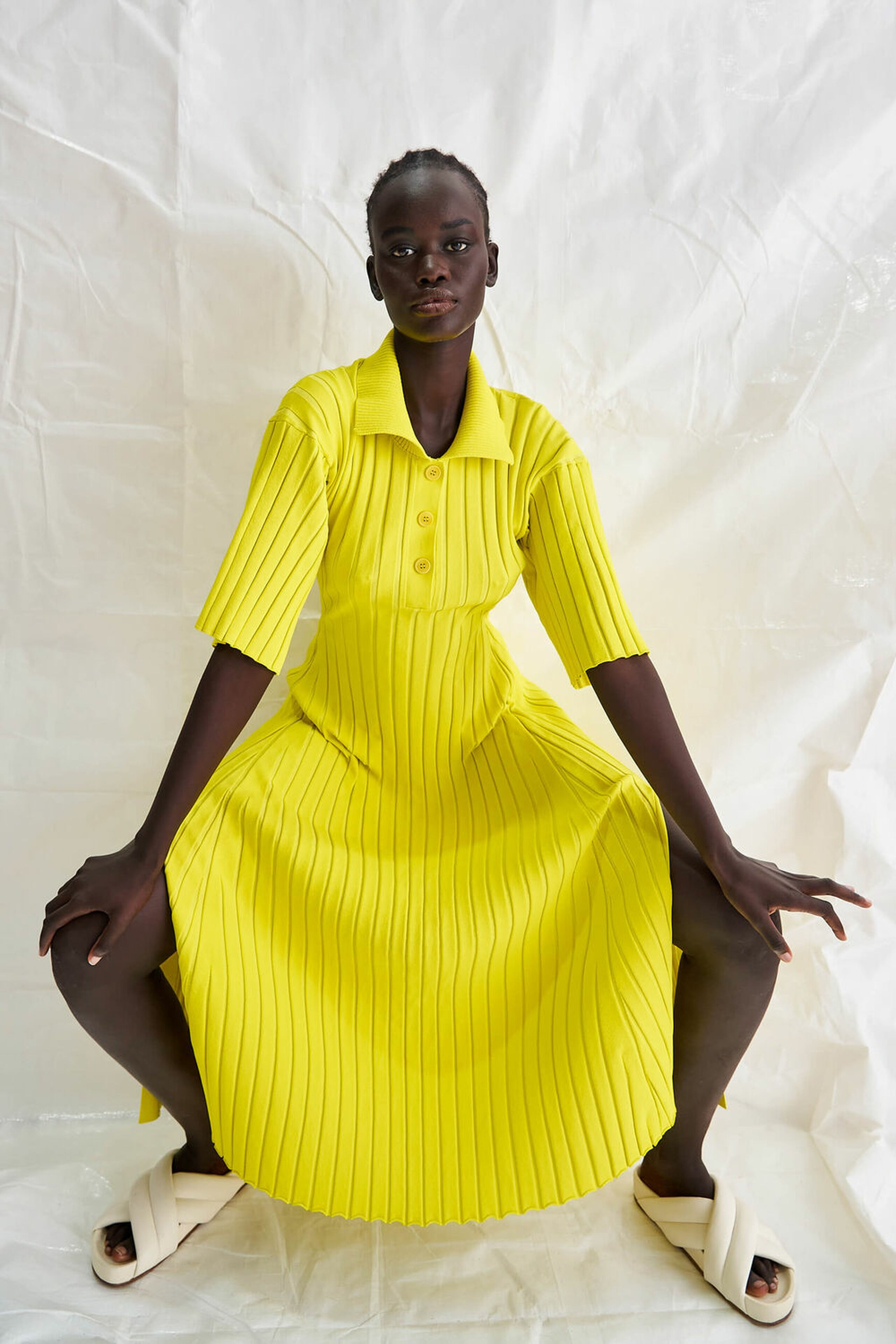 Oroton Chartreuse Knit Polo Dress | Oroton