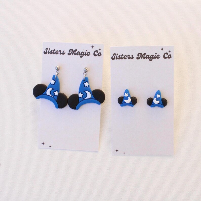 Sorcerer Hat Earrings, Fantasmic Hat Clay Studs, Polymer Clay Stud Earrings, Parks Inspired Clay ... | Etsy (US)