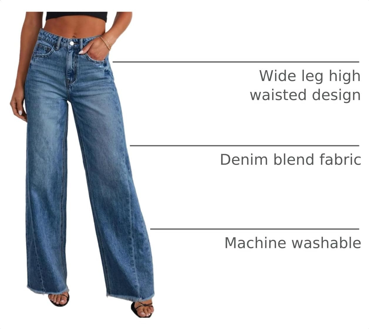 Sidefeel Women's Wide Leg Jeans High Waisted Stretchy Denim Pants | Amazon (US)
