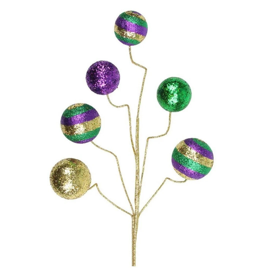 Mardi Gras Swirl Glitter Ball Spray 20", HG3210, Mardi Gras Spray, Mardi Gras Wreath Attachment, ... | Etsy (US)