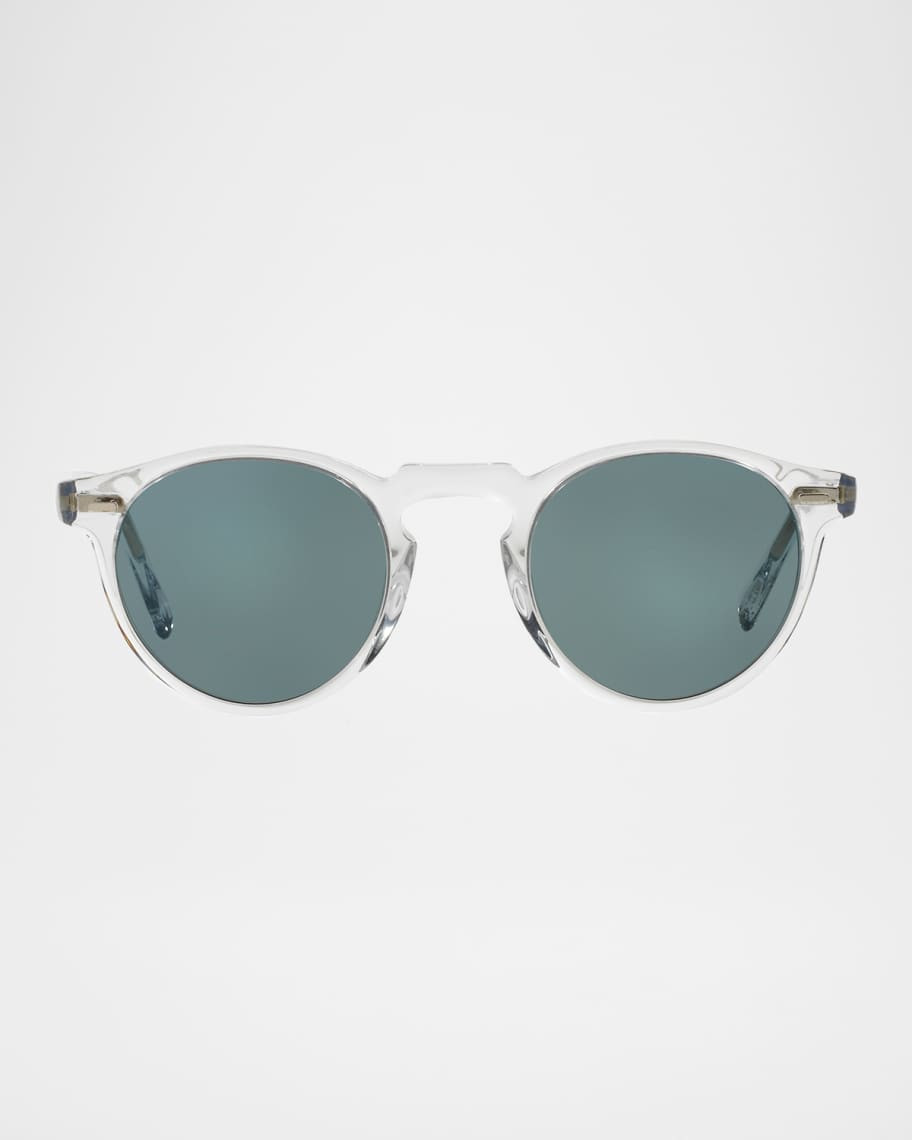 Gregory Peck Round Acetate Sunglasses | Neiman Marcus