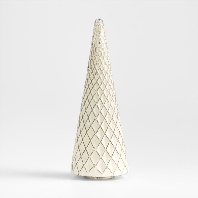 Winter Wonderland Silver Diamond Glass Holiday Tree Extra Large 18" | Crate & Barrel | Crate & Barrel