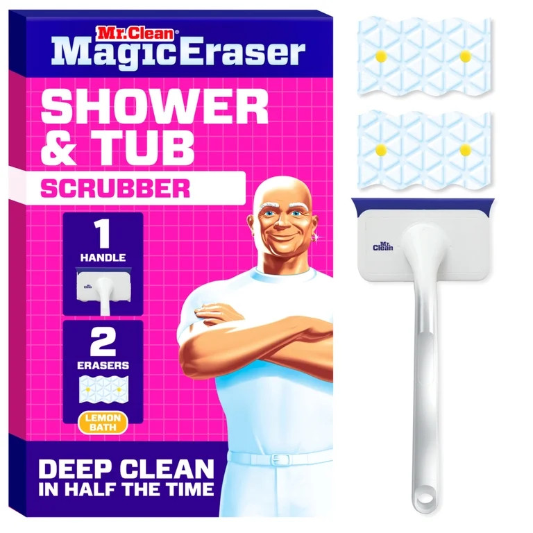 Mr. Clean Shower & Tub Scrubber, Starter Kit, 1 Scrubber & 2 Erasers | Walmart (US)
