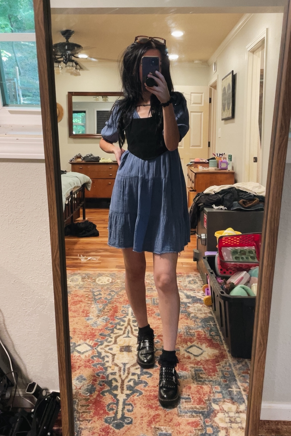 Babydoll dress + corset over top 🖤