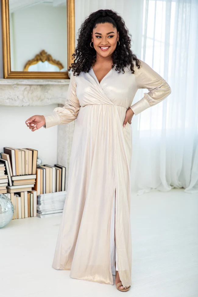 Sweet Nothings Metallic Maxi Dress | Pink Lily