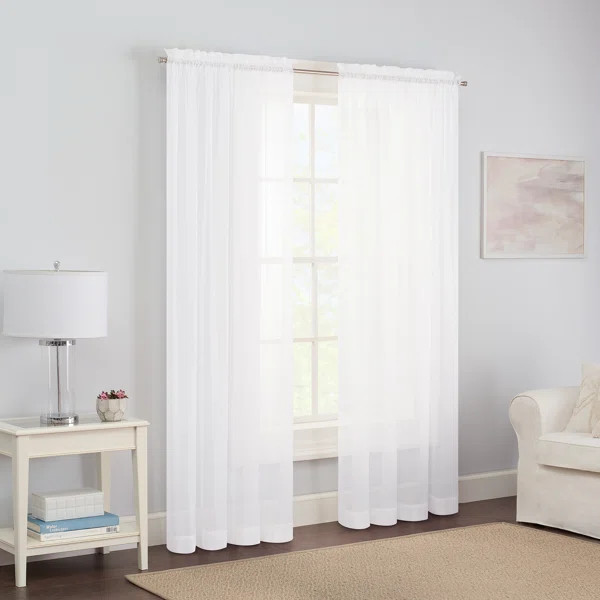 Wayfair Basics Solid Sheer Rod Pocket Curtain Panels (Set of 2) | Wayfair North America