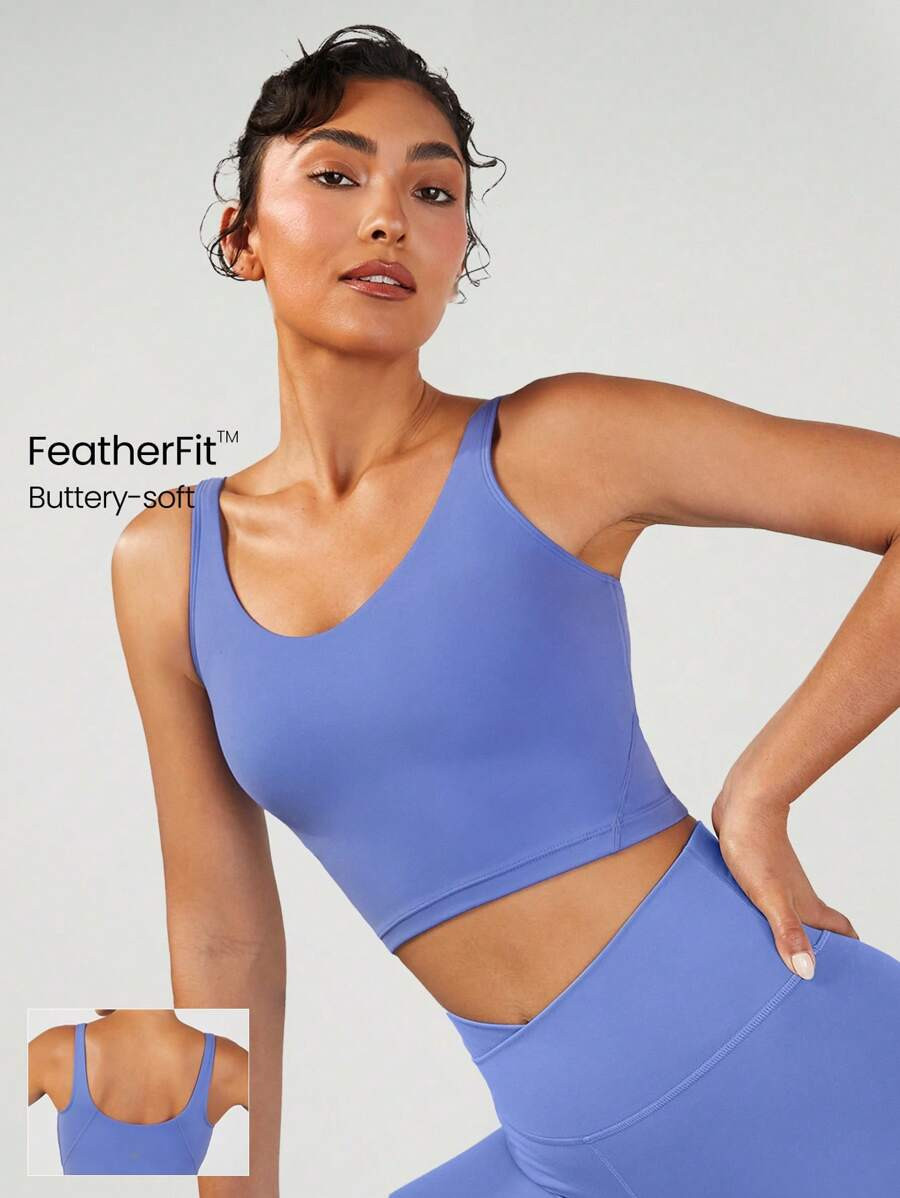 GLOWMODE FeatherFit™ U Back Cropped Active Tank Top Low Impact Yoga Daily | SHEIN