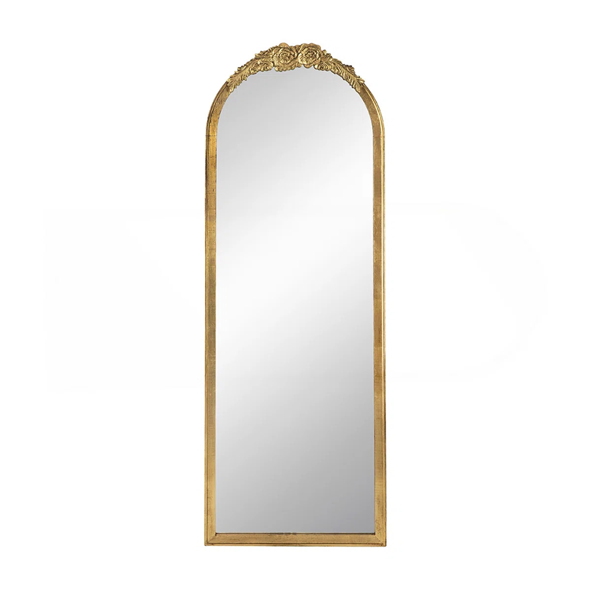 Gorgeous Wood Floor Mirror With Intricate Floral Details And Gold Finish, A Stunning Home Decor P... | Wayfair North America