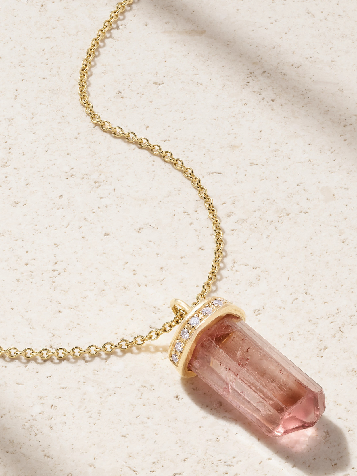 JIA JIA - Gold, Tourmaline And Diamond Necklace - Pink | NET-A-PORTER (US)