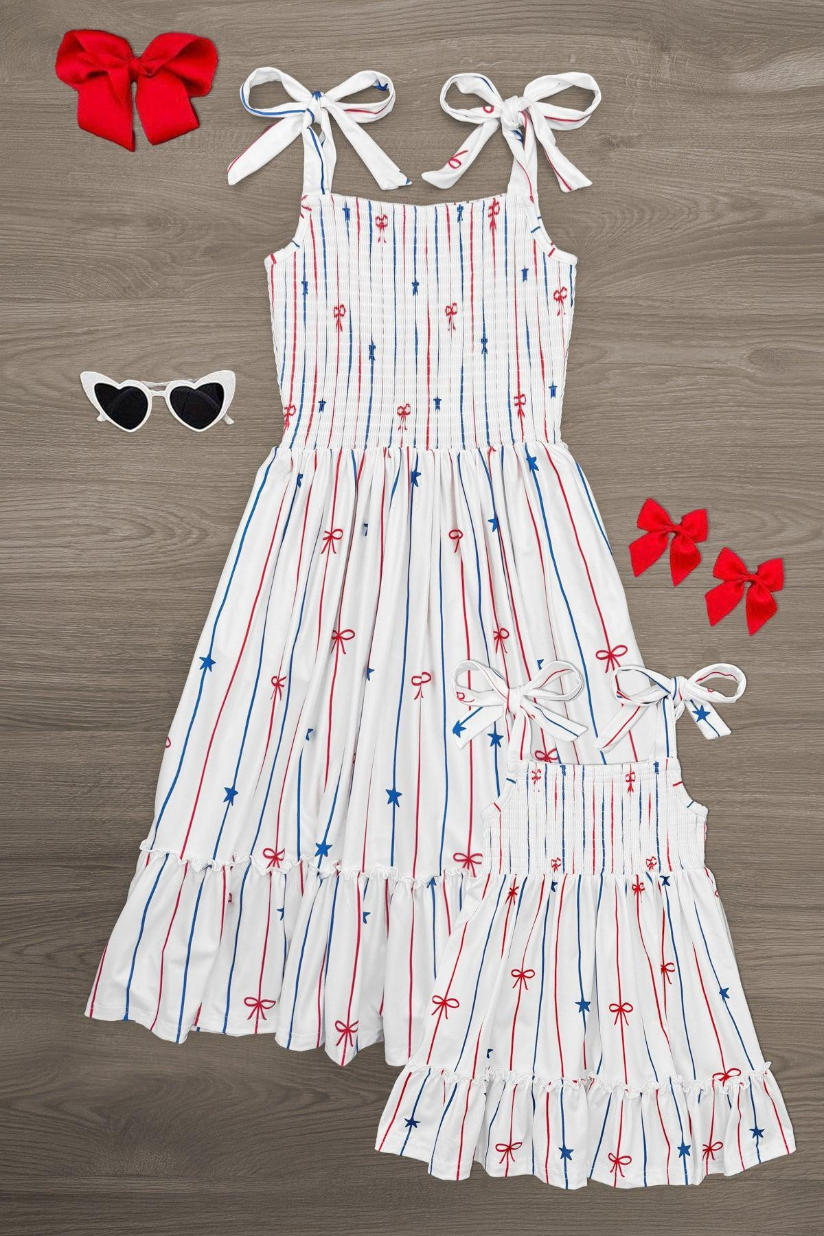 Mom & Me - Stars & Bows Stripe Dress | Sparkle In Pink