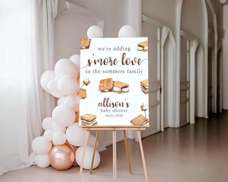 S'more Love Baby Shower Welcome Sign Template, Printable Gender Neutral Baby Shower Decor, Smores... | Etsy (US)