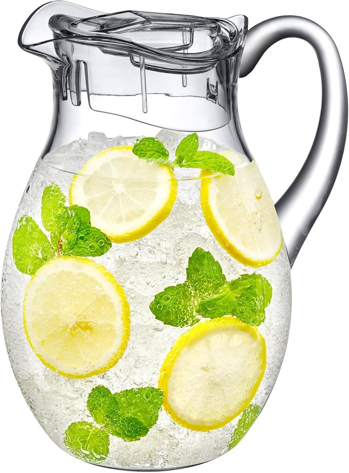 Bubbly - Plastic Pitcher (64 oz, 2 Quart), Clear Water Pitcher with Lid, Fridge Jug, BPA-Free, Sh... | Amazon (US)