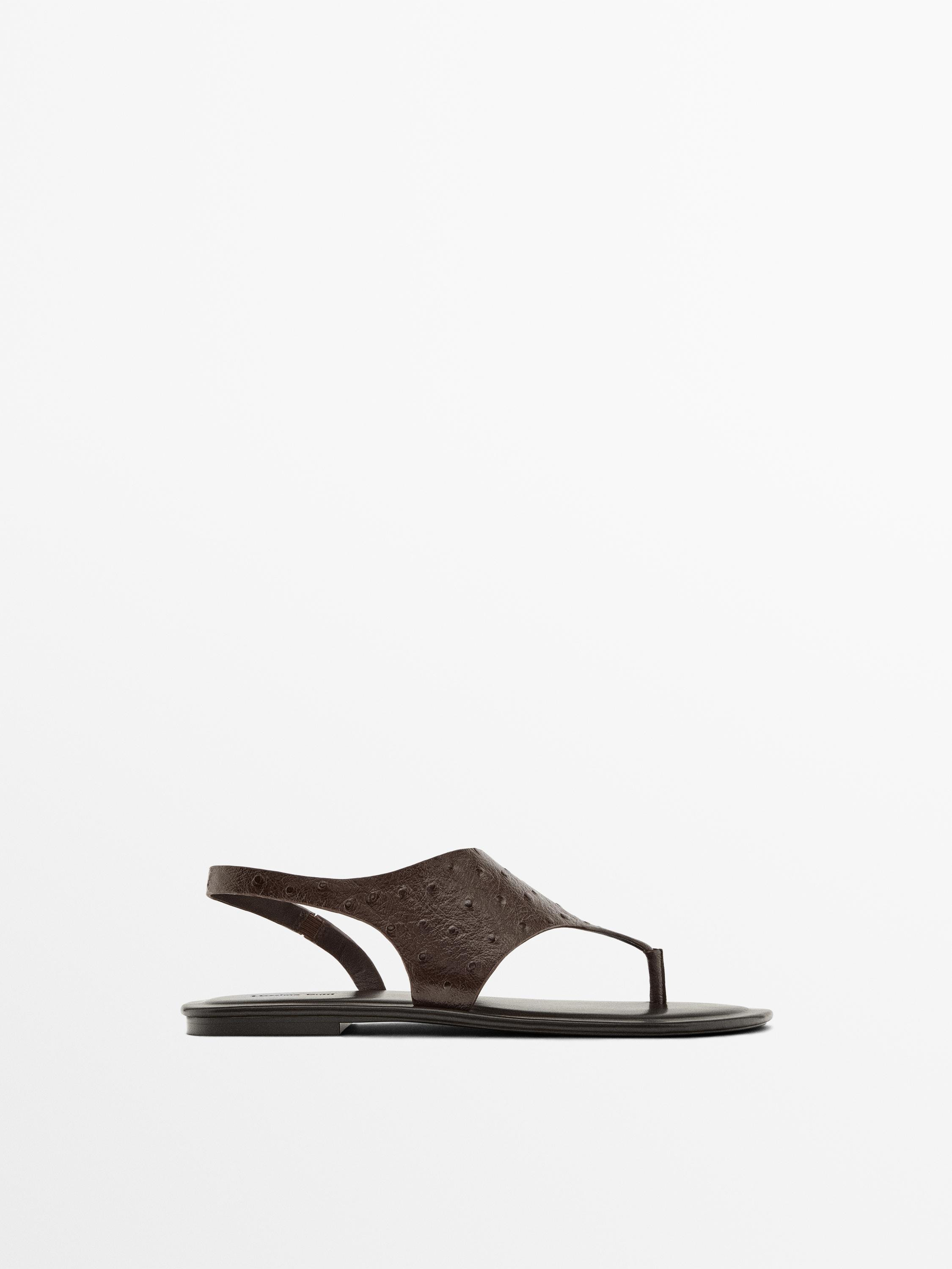 Embossed animal print sandals | Massimo Dutti UK