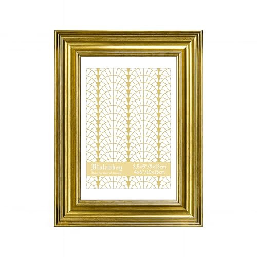VIOLABBEY 4x6 Picture Frame Gold, Vintage Photo Frames, Fits Pictures 3.5x5 with Mat or 4 x 6 without Mat, Display for Tabletop and Wall | Amazon (US)