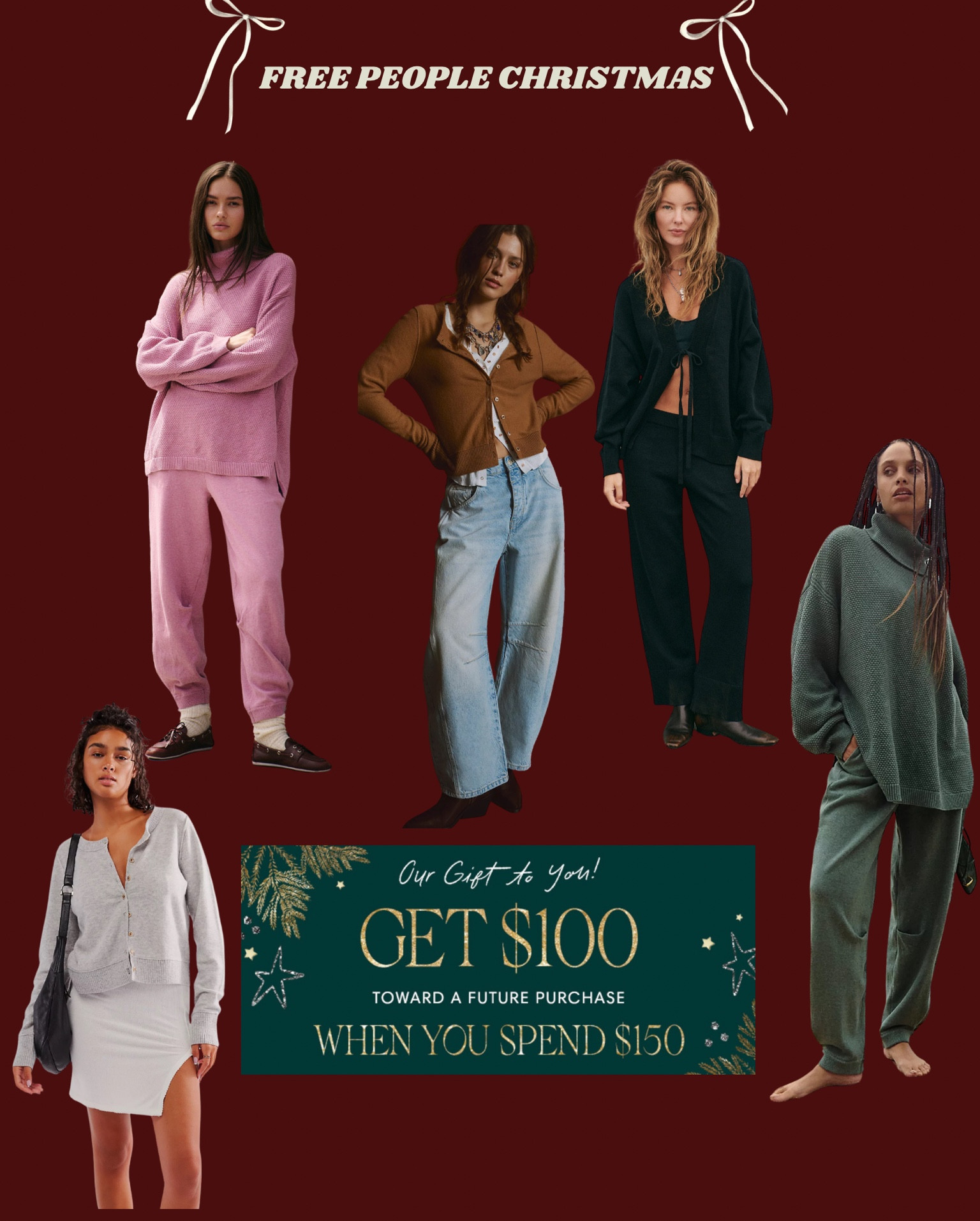 FREE PEOPLE CHRISTMAS!!! 
Spend $150 get $100 gift card!! This is the best deal all year!! 