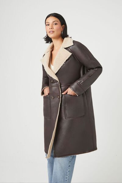 Faux Suede & Shearling-Trim Coat | Forever 21 | Forever 21 (US)
