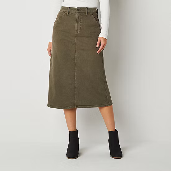 a.n.a Womens High Rise Midi Twill Skirt | JCPenney