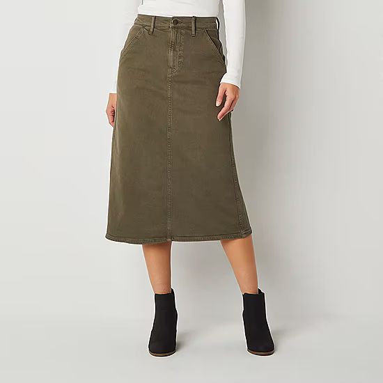 a.n.a Womens High Rise Midi Twill Skirt | JCPenney