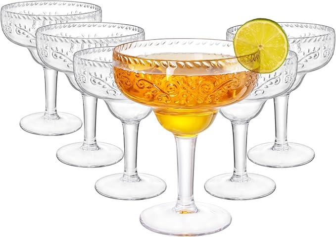 ZENFUN 6 Pack 16oz Acrylic Margarita Glasses, Clear Goblets, Unbreakable Cocktail Cups, Reusable ... | Amazon (US)