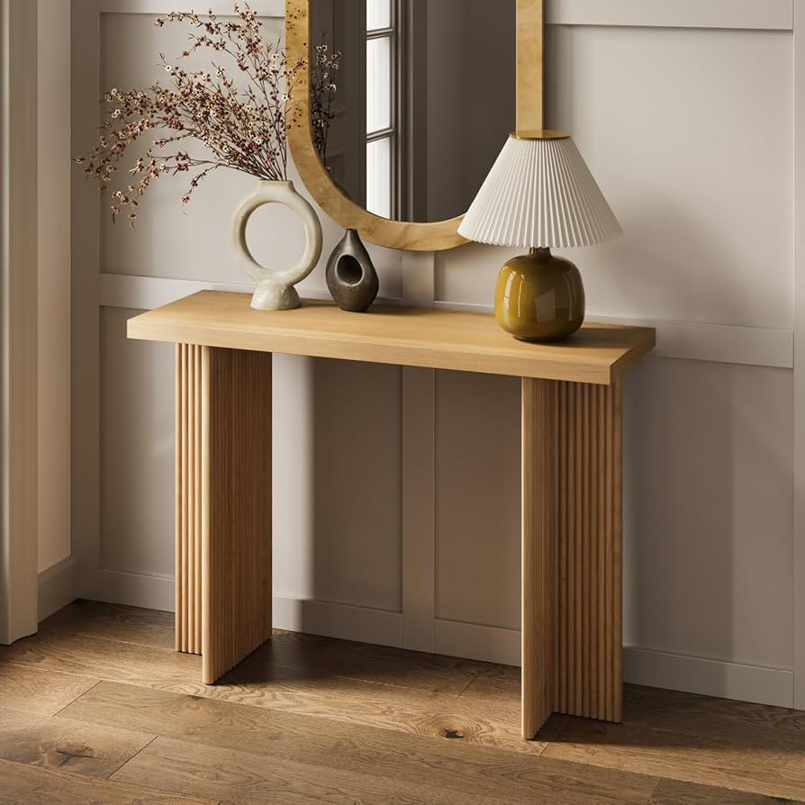 Fluted Console Table - Small Entry Table for Narrow Spaces - Living Room Furniture - Solid Wood E... | Amazon (US)