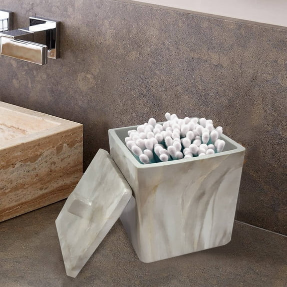 Resin Vanity Jar | Decorative Canister for Bathroom, Bedroom | Marble Finish | Walmart (US)