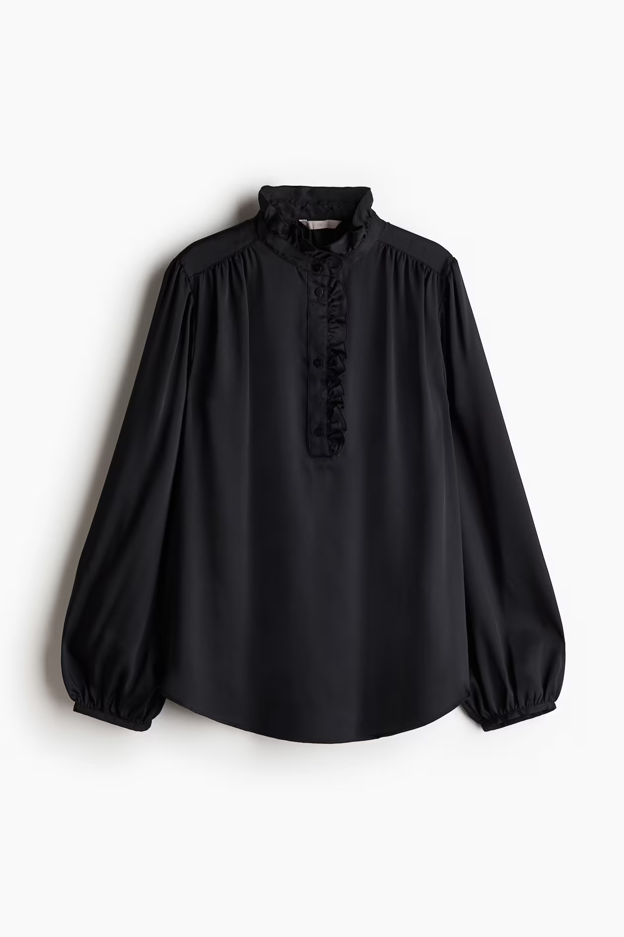 Ruffle-Trimmed Blouse - Black - Ladies | H&M US | H&M (US + CA)