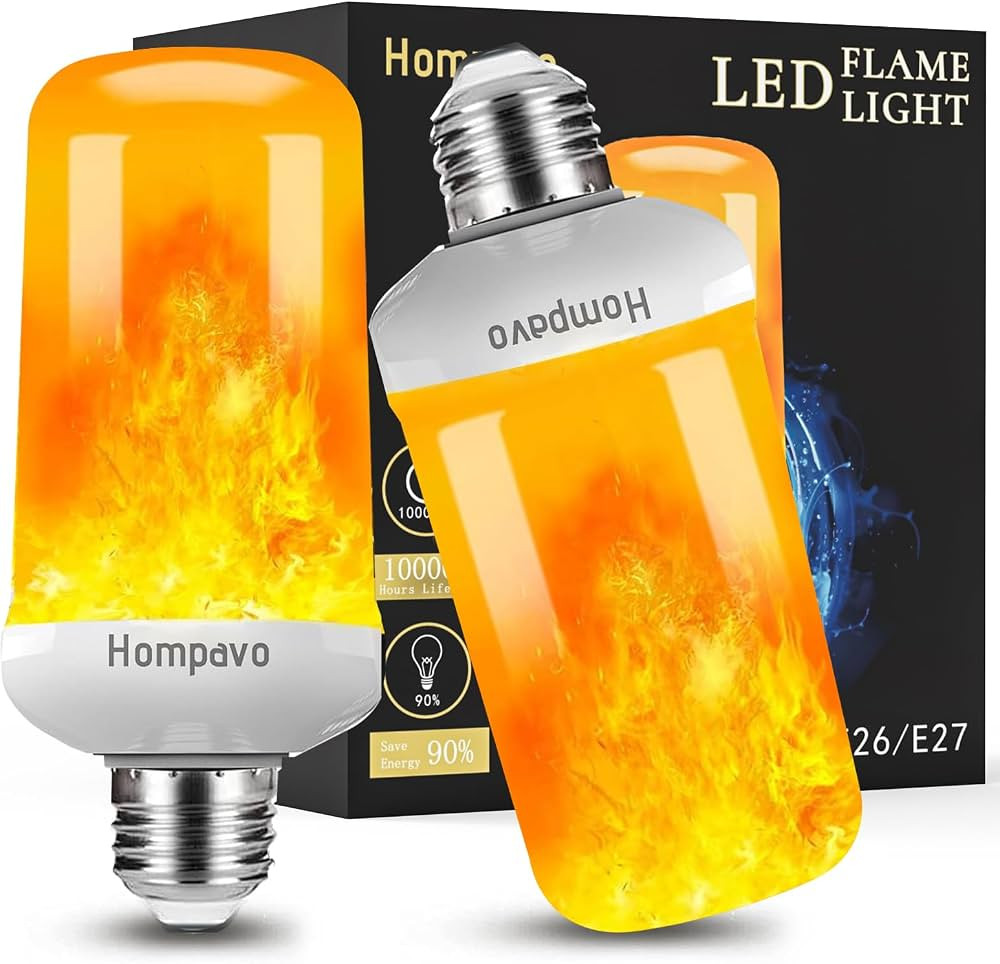 Hompavo 【Upgraded】 LED Flame Light Bulbs, 4 Modes Flickering Light Bulbs with Upside Down Eff... | Amazon (US)