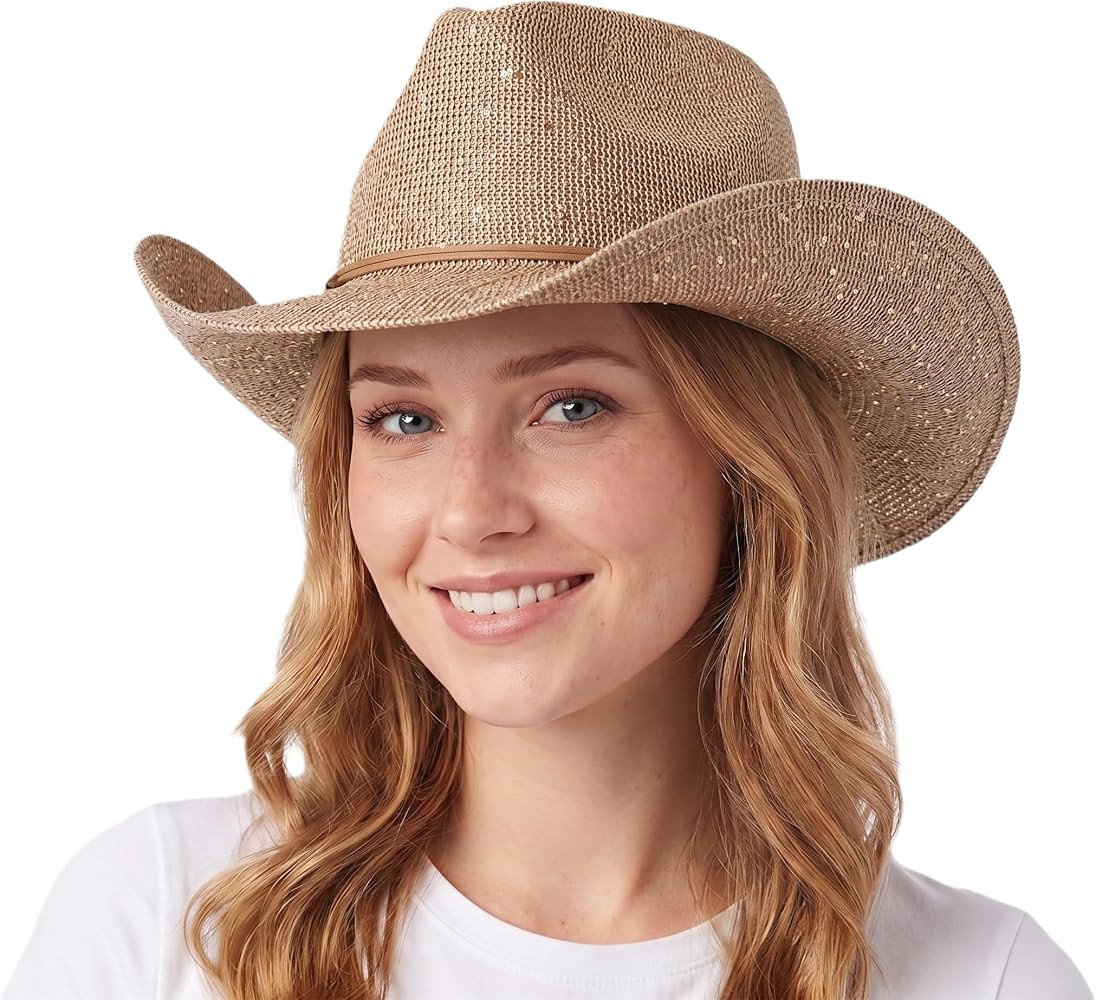 C.C Sparkly Sequin Cowboy Hat with Suede String Trim | Amazon (US)