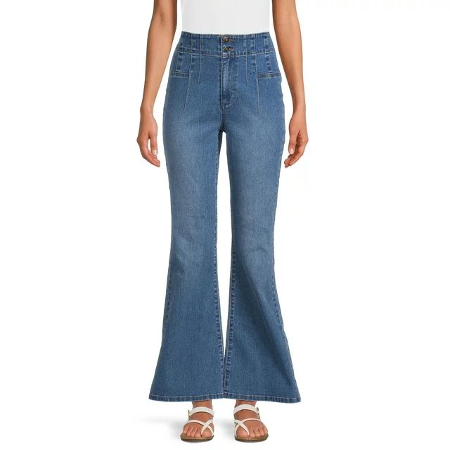 No Boundaries Women's Juniors Pintuck Flare Corduroy Pants, 31” Inseam Regular, Sizes 1-21 | Walmart (US)